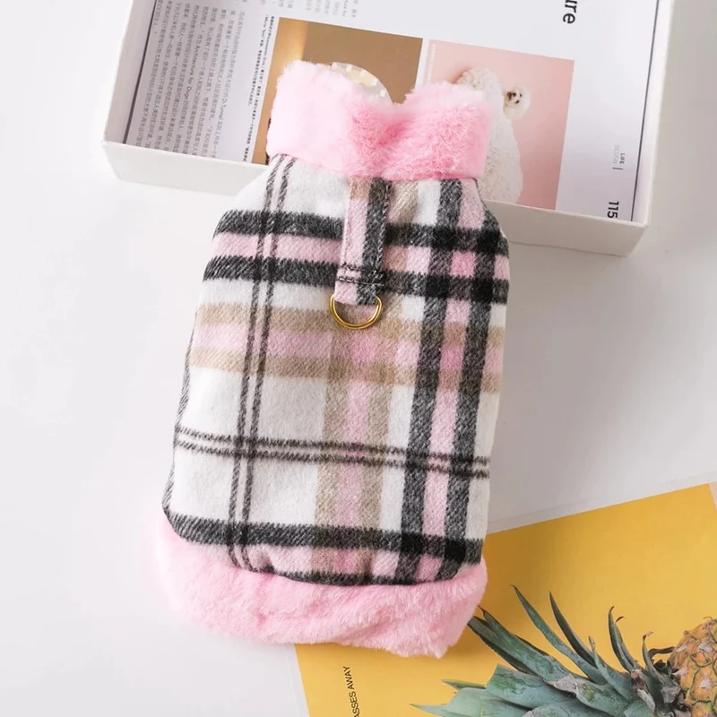 Casaco de Inverno Xadrez para Cães Pequenos