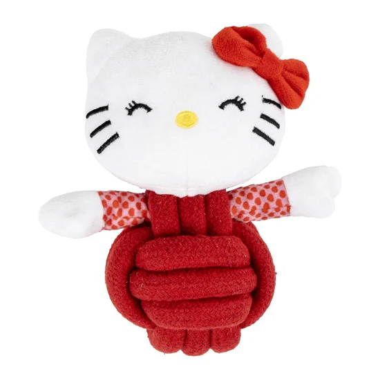 Brinquedo cão 20cm - bola de corda + peluche temático