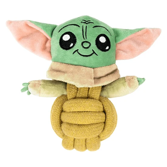 Brinquedo cão 20cm - bola de corda + peluche temático