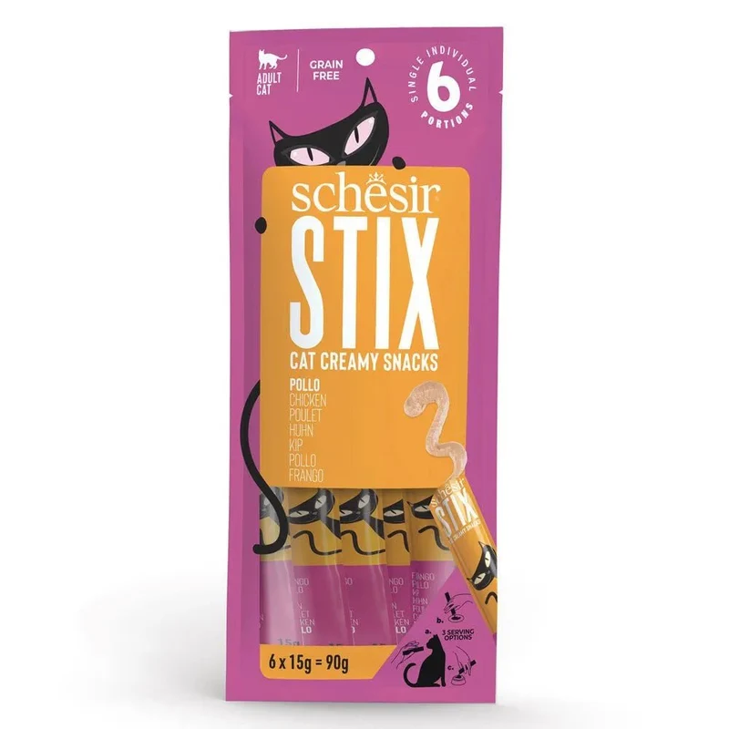 Schesir Stix 6x15g - Puré para gatos/topper