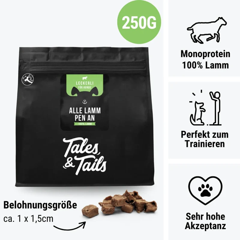 Tales & Tails Alle LammPen an- Trainingsleckerli 100% Lamm 250g