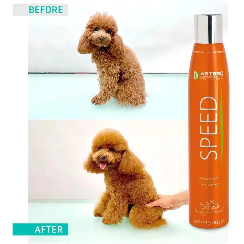 Artero Shampoo a Seco Speed 300 ml para cães e gatos, spray sem água nem enxaguamento, fabuloso e eficaz