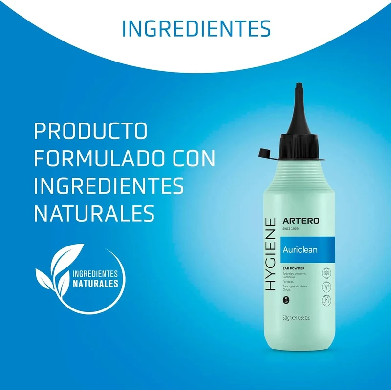 Artero Auriclean. Pó anti-séptico para remover os pêlos dos ouvidos de cães