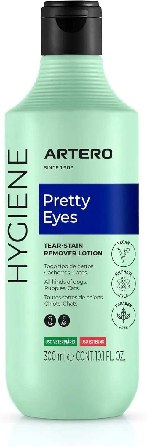 ARTERO Pretty Eyes. Limpador ocular e de área lacrimal. Remove manchas lacrimais de cães e gatos. Ingredientes naturais. Higiene para cães e gatos.