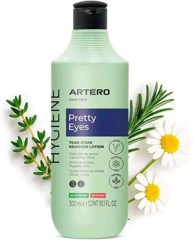 ARTERO Pretty Eyes. Limpador ocular e de área lacrimal. Remove manchas lacrimais de cães e gatos. Ingredientes naturais. Higiene para cães e gatos.