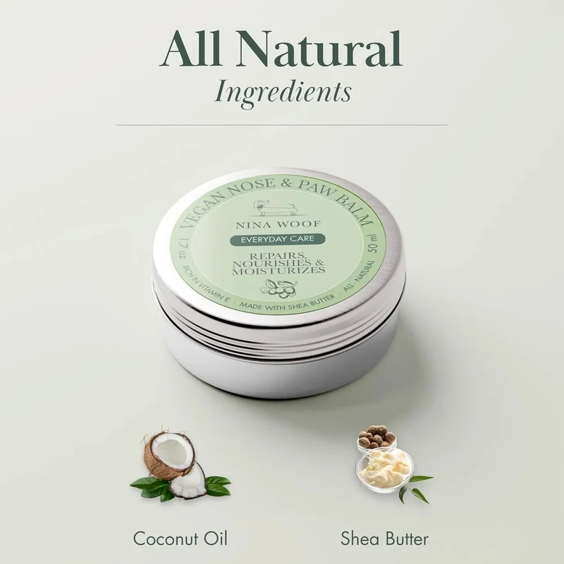 Creme Vegan para Cães - Almofadas das patas e Nariz - cera e BEJOOY - hidratante natural com ingredientes orgânicos e manteiga de karité - 100% seguro para lamber (50 ml)
