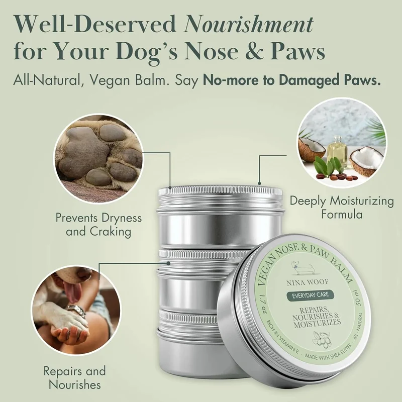 Creme Vegan para Cães - Almofadas das patas e Nariz - cera e BEJOOY - hidratante natural com ingredientes orgânicos e manteiga de karité - 100% seguro para lamber (50 ml)