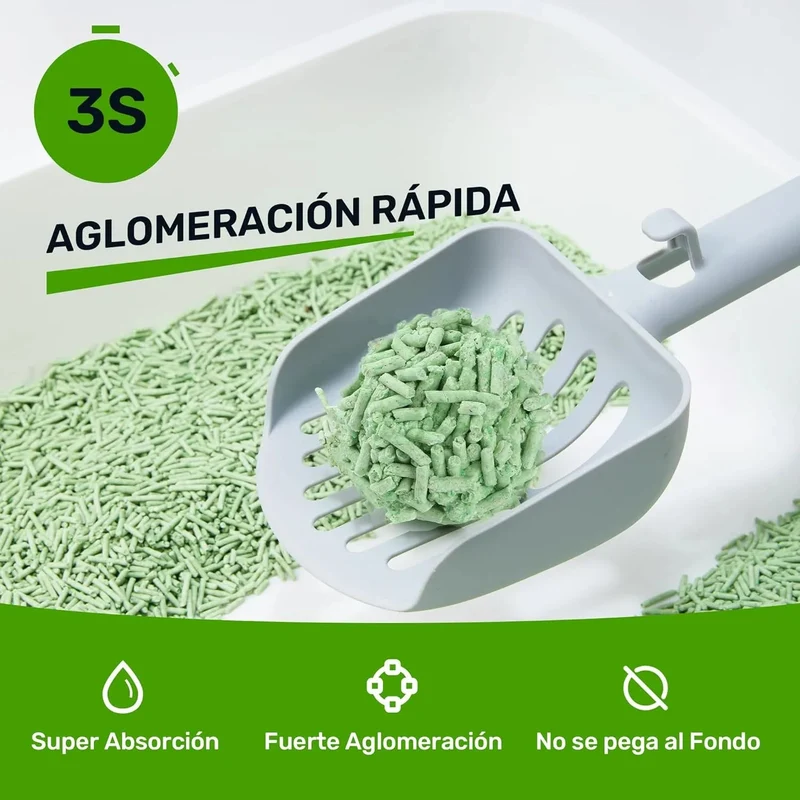FUKUMARU Areia de tofu CHÁ VERDE para gatos - areia aglomerante para gatos, controlo de odores com aroma de chá verde, livre de pó e fácil de aglomerar, descartável em casa de banho