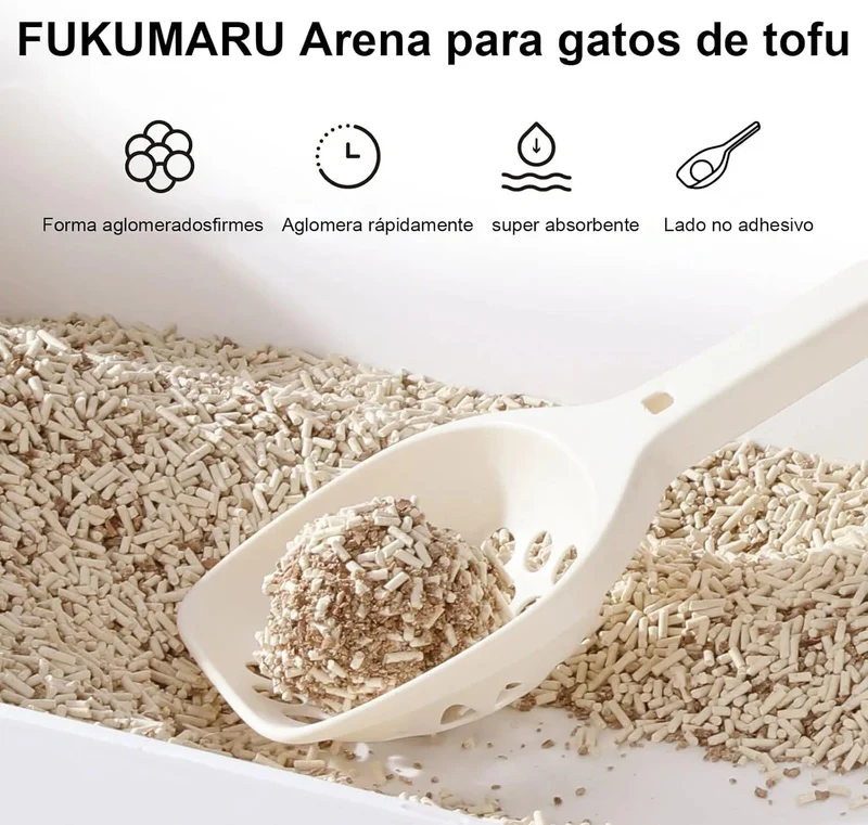 FUKUMARU Areia de tofu de MACIEIRA para gatos - areia aglomerante para gatos, mistura de pellets de madeira de macieira, sem pó e fácil de aglomerar, controlo de odor, pode ser despejado na sanita