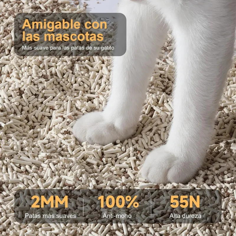 FUKUMARU Areia de tofu de MACIEIRA para gatos - areia aglomerante para gatos, mistura de pellets de madeira de macieira, sem pó e fácil de aglomerar, controlo de odor, pode ser despejado na sanita