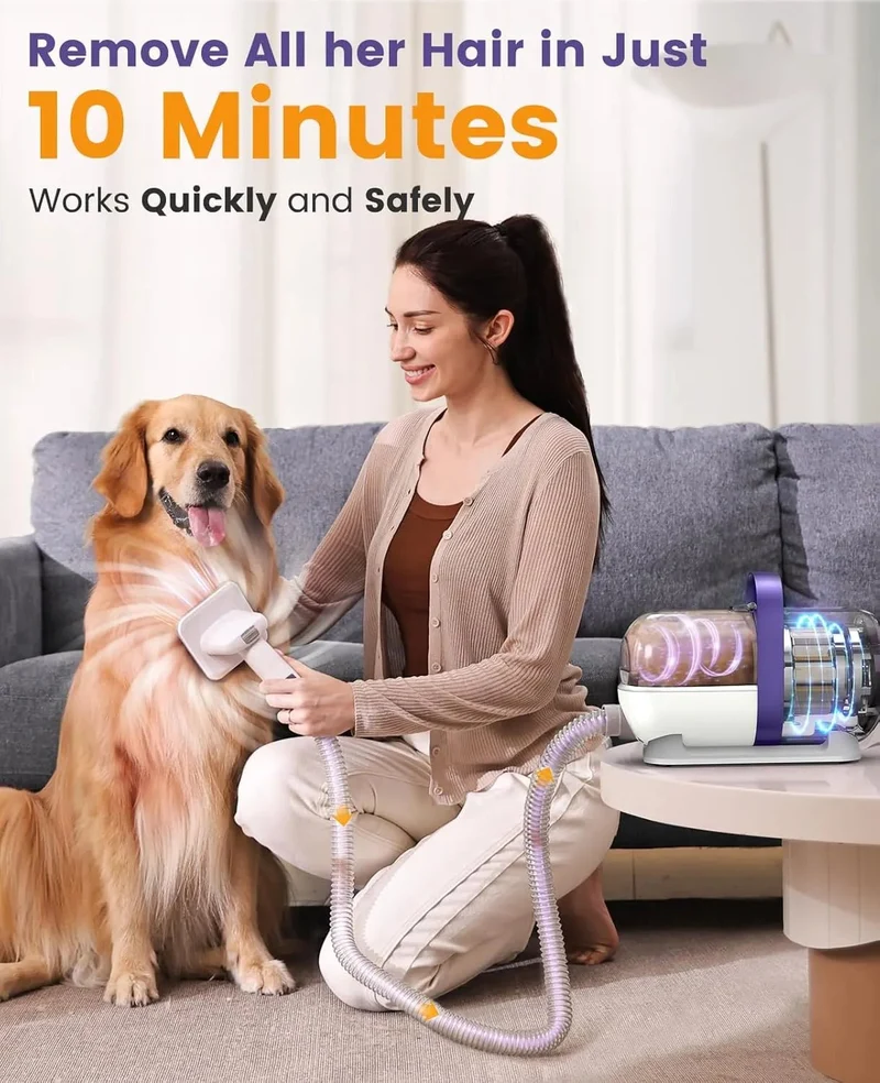 Aspirador de pêlo para cães e gatos com super-sucção (12000pa), com 4 escovas
