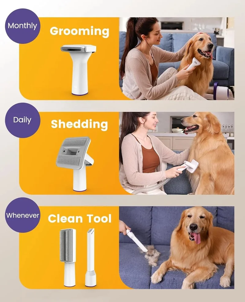 Aspirador de pêlo para cães e gatos com super-sucção (12000pa), com 4 escovas