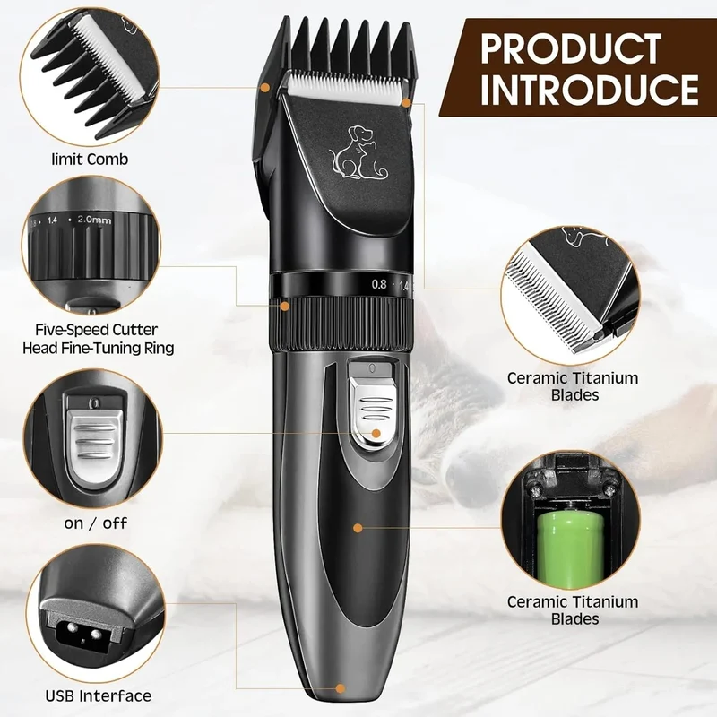 Máquina profissional de cortar pelo a cães | corta-pelos para animais | corta-pelos de baixo ruído e carregamento rápido
