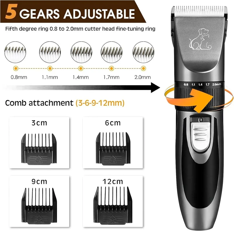 Máquina profissional de cortar pelo a cães | corta-pelos para animais | corta-pelos de baixo ruído e carregamento rápido