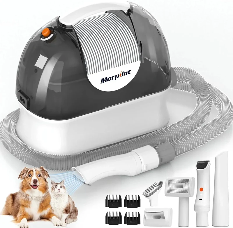 Aspirador para animais de estimação, máquina de cortar pêlo a cães com 3 litros, sucção potente - multifunções 5 em 1