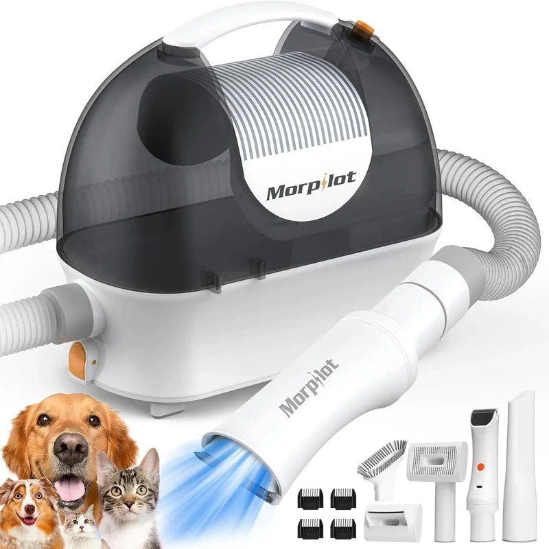 Aspirador para animais de estimação, máquina de cortar pêlo a cães com 3 litros, sucção potente - multifunções 5 em 1