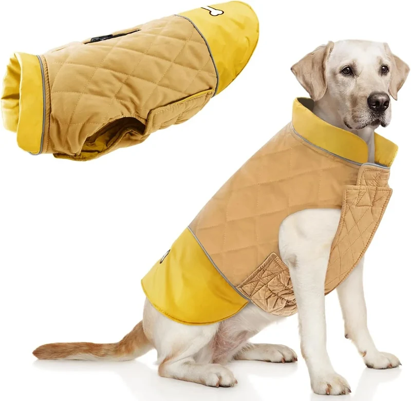 Casaco impermeável para cães, casaco quente de inverno, para cães pequenos médios grandes com orifício para arnês