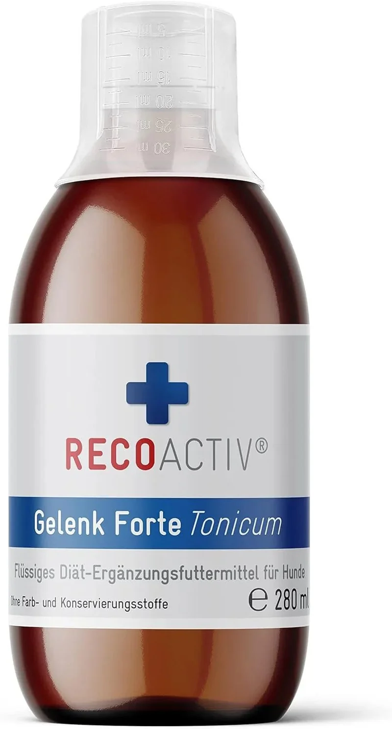 RECOACTIV Tónico Articular Forte para Cães, 3 x 90 ml, Suplemento Alimentar Dietético para Doenças Articulares Degenerativas, com Mexilhão de Lábio Verde, Glucosamina, Sulfato de Condroitina, MSM, Garra do Diabo e Ómega-3