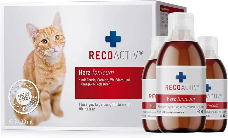 RECOACTIV® Tónico Cardíaco para Gatos – Embalagem de Tratamento 3x90 ml (270ml)