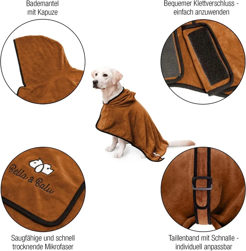Roupão de banho para cão em microfibra absorvente - toalha para cães para secagem após o banho ou a caminhada debaixo da chuva