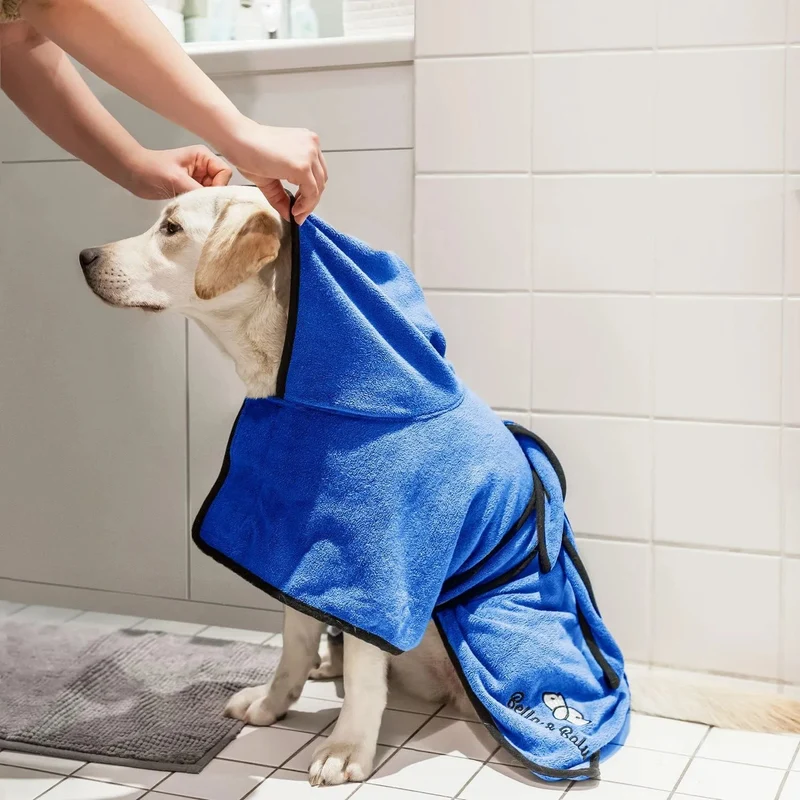 Roupão de banho para cão em microfibra absorvente - toalha para cães para secagem após o banho ou a caminhada debaixo da chuva
