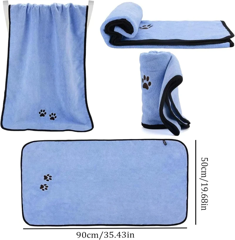 2 peças toalha de banho de microfibra absorvente para cão, gato, macio, confortável e de secagem rápida