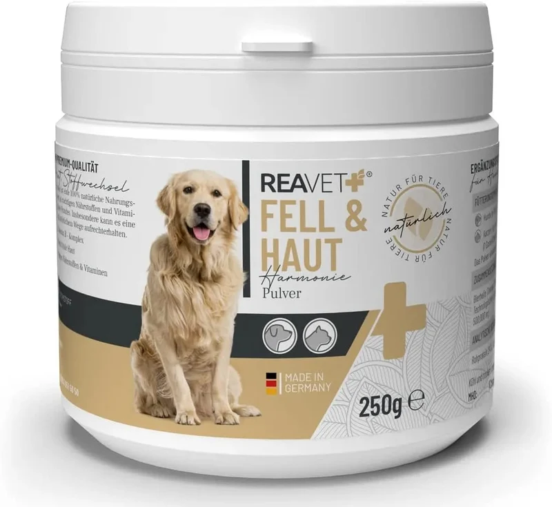 ReaVET Pêlo e Pele para Cães Pack de 120 - para problemas de pele, dermatose e queda de pelo para cães, função de suporte da pele