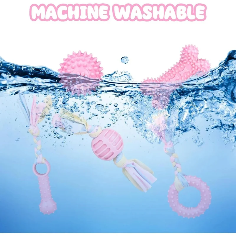 Conjunto de 5 peças / brinquedos para dentição de cachorros, brinquedo de limpeza dentária, em borracha para cães