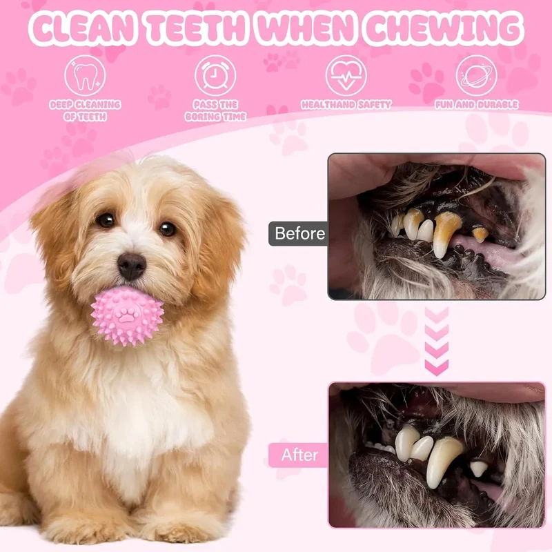 Conjunto de 5 peças / brinquedos para dentição de cachorros, brinquedo de limpeza dentária, em borracha para cães