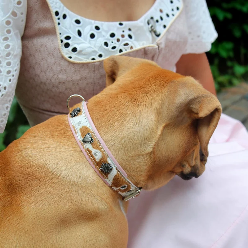 Lederhalsband Rosa Kuhfell