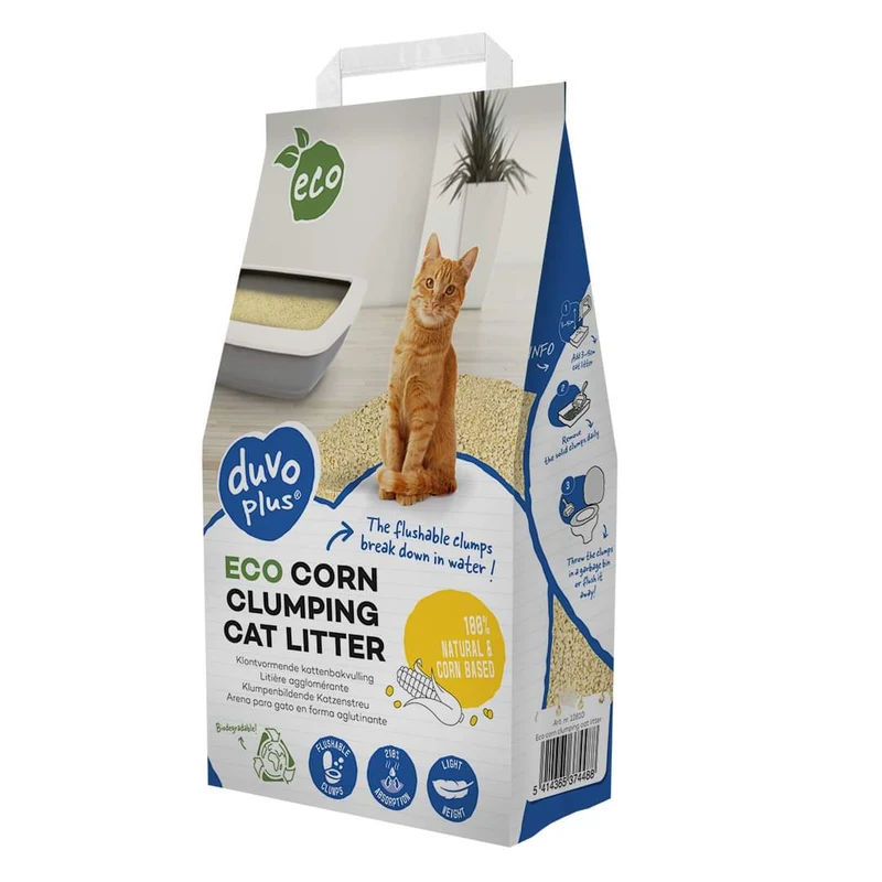 DuvoPlus ECO Maisklumpstreu für Katzen, 10 kg – 16.37 l