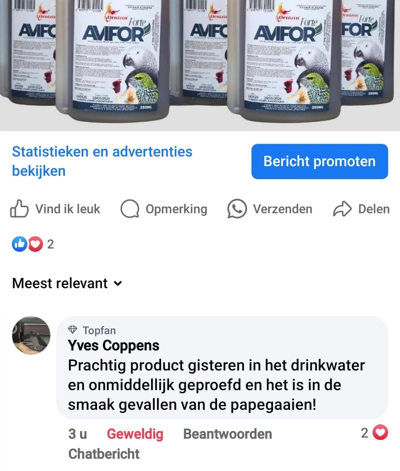 Avifor Forte 250 ml – für alle Vögel und Tauben – ausreichend für 250 l Wasser – neuer Schutz
