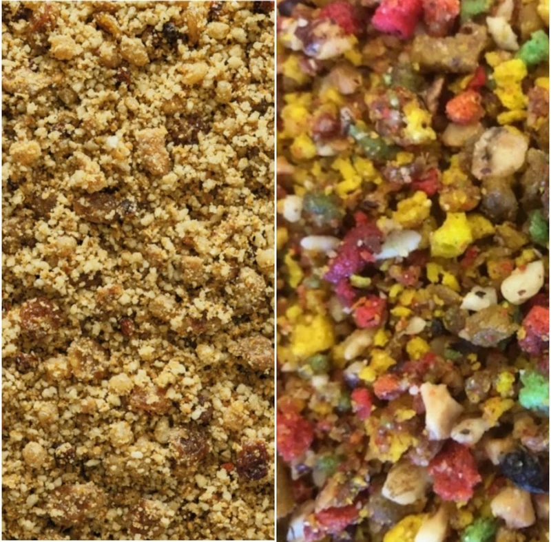 Nutribird Tropical Fruit Patee 1kg + Bravo Fruit Mix Coarse 1kg - handverpackt