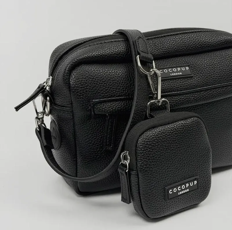 Leder Hundespaziergangtasche Set- Schwarz