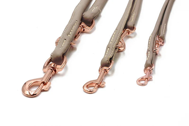 Lederleine rundgenäht Taupe Rose