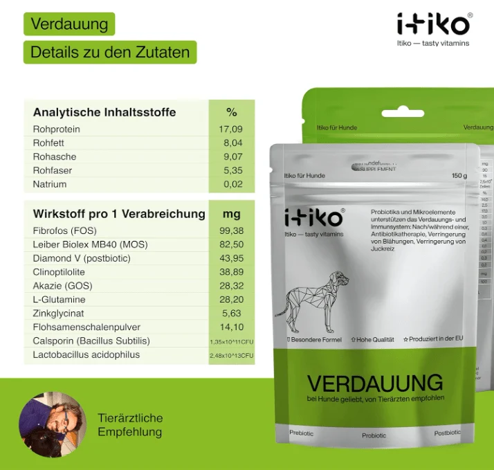 Snacks Probióticos Digestivos para cães - Promove a digestão - Alternativa à argila curativa - Capa de Psyllium - Complemento alimentar para diarreia em cães