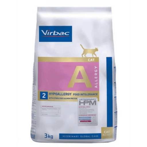 VIRBAC HPM A2 Veterinary Hypoallergy Fish for Cat - Ração para Gatos com Proteína de Salmão - 3 Kg - 7 Kg - 12 Kg