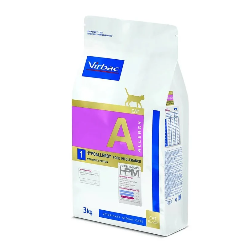 VIRBAC HPM Veterinary Hypoallergy Cat Ração para Gatos com Proteína de Insectos - 3 Kg