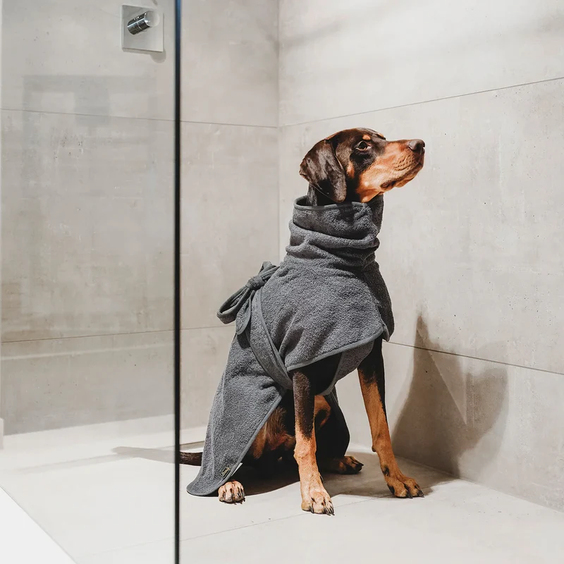 Hunde-Bademantel Riga grau