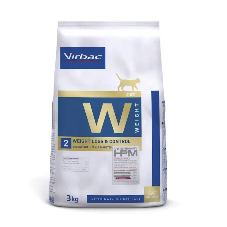 VIRBAC W2 Weight Loss Control Hpm Ração para Gatos - Sacos de 1,5 kg - 3 Kg - 7 Kg