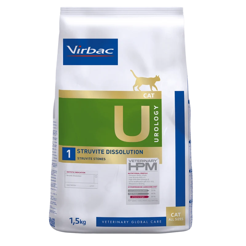 VIRBAC U1 Struvite Dissolution HPM Ração para Gatos - 3 Kg