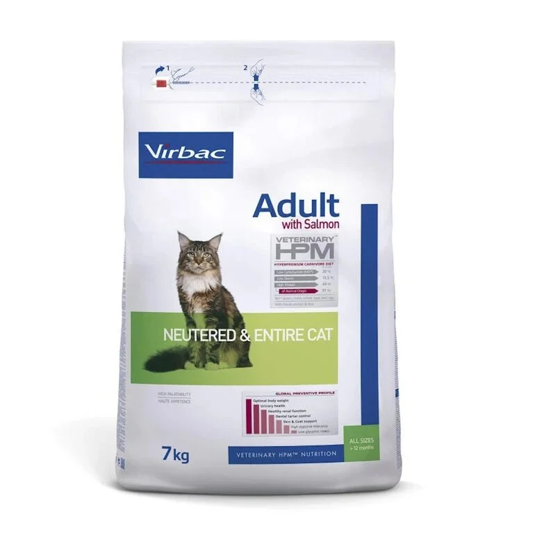 VIRBAC Adult Cat Neutered Entire Hpm Salmão ração para gatos (7 Kg)