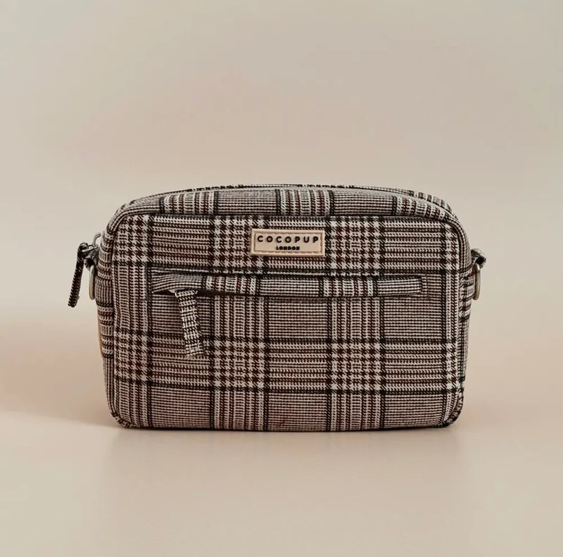 Gassitasche braunes Pup Plaid