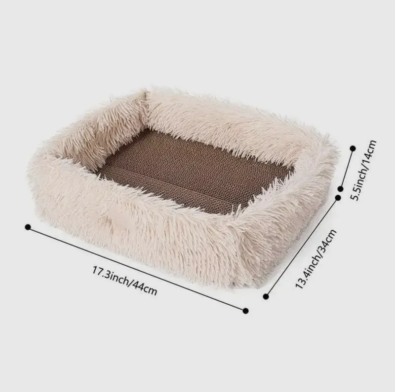 2 in 1 Katzenbett zum kratzen beige