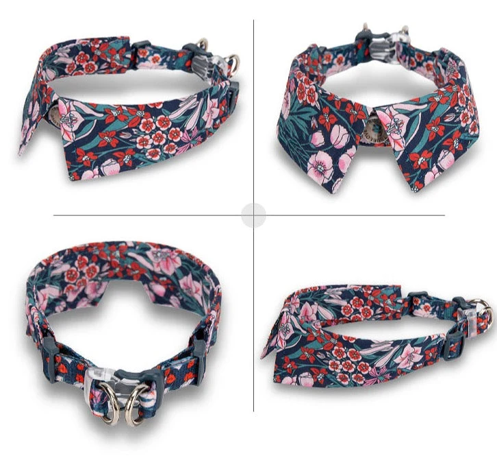 Hundehalsband - Eleganter Kragen - Flower Spring "SAXONY BLUE" Limited Edition