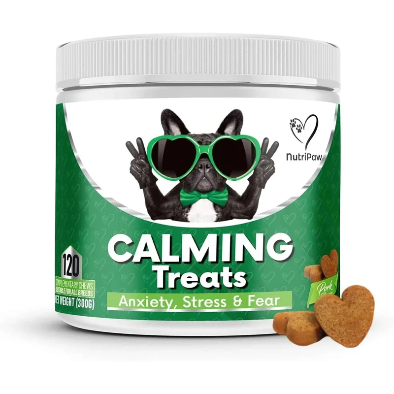 Biscoitos calmantes para cães - Reduzem o stress, ansiedade, ansiedade de separação, ladrar, hiperatividade, reatividade, agressividade, problemas de viagem - relaxamento sem sonolência para cães