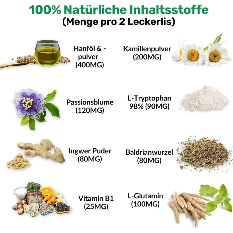 Biscoitos calmantes para cães - Reduzem o stress, ansiedade, ansiedade de separação, ladrar, hiperatividade, reatividade, agressividade, problemas de viagem - relaxamento sem sonolência para cães