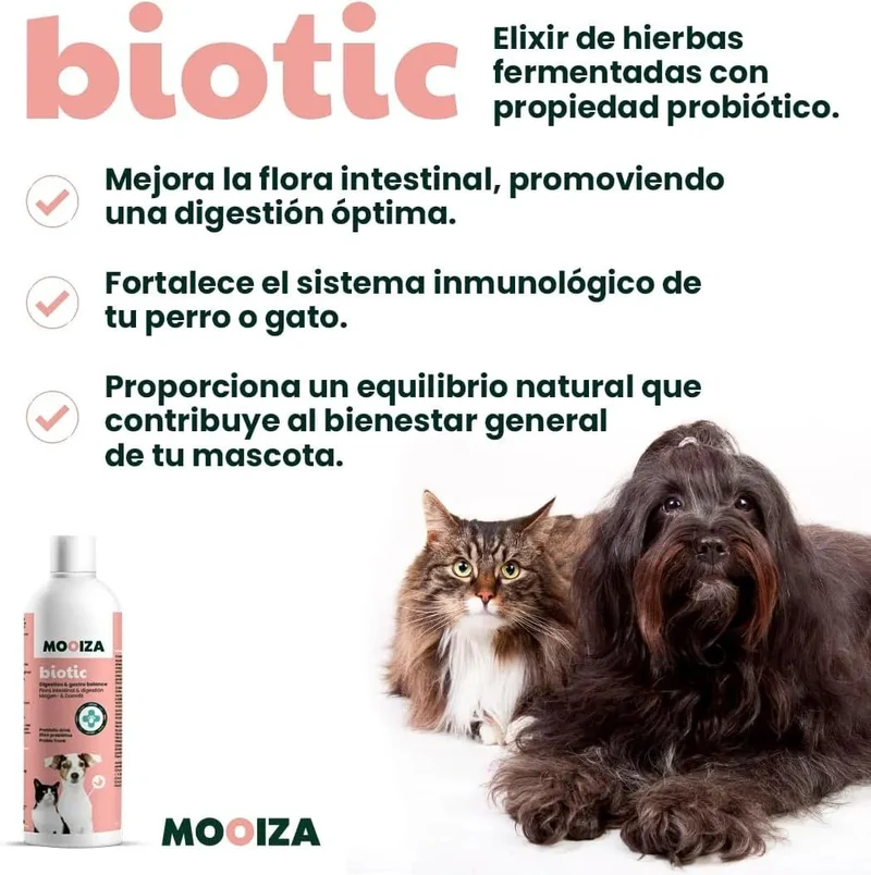 MOOIZA Biotic Probio – Probiotico cães e gatos, flora intestinal, apoio gastrointestinal natural - digestão saudável, fortalece o sistema imunitário