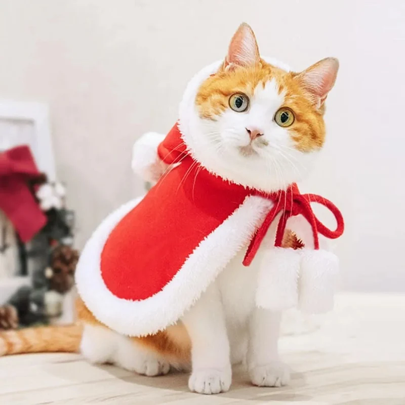Camisola de Natal para Gatos ou Cães pequenos, Acessórios de Natal, Capa com capuz