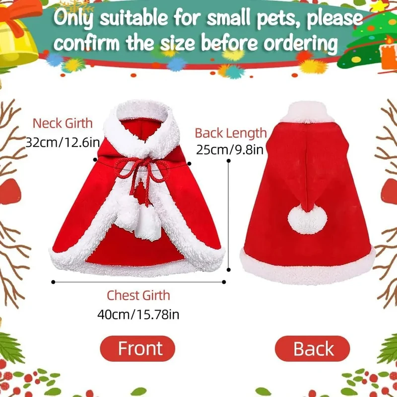 Camisola de Natal para Gatos ou Cães pequenos, Acessórios de Natal, Capa com capuz